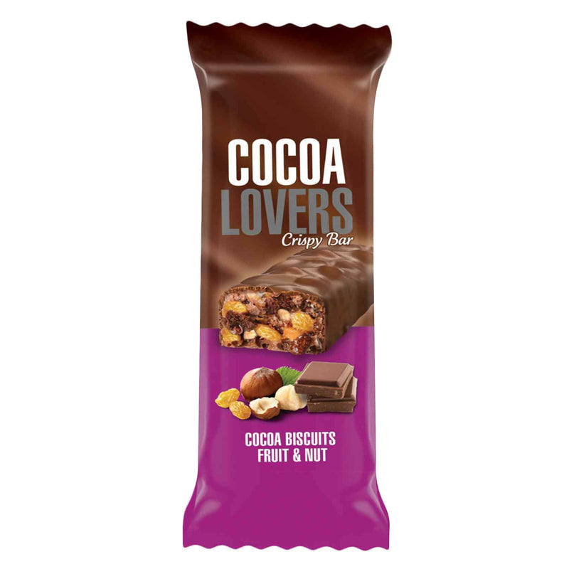 Cocoa Biscuit Crispy Bar Fruit Nut, 38g