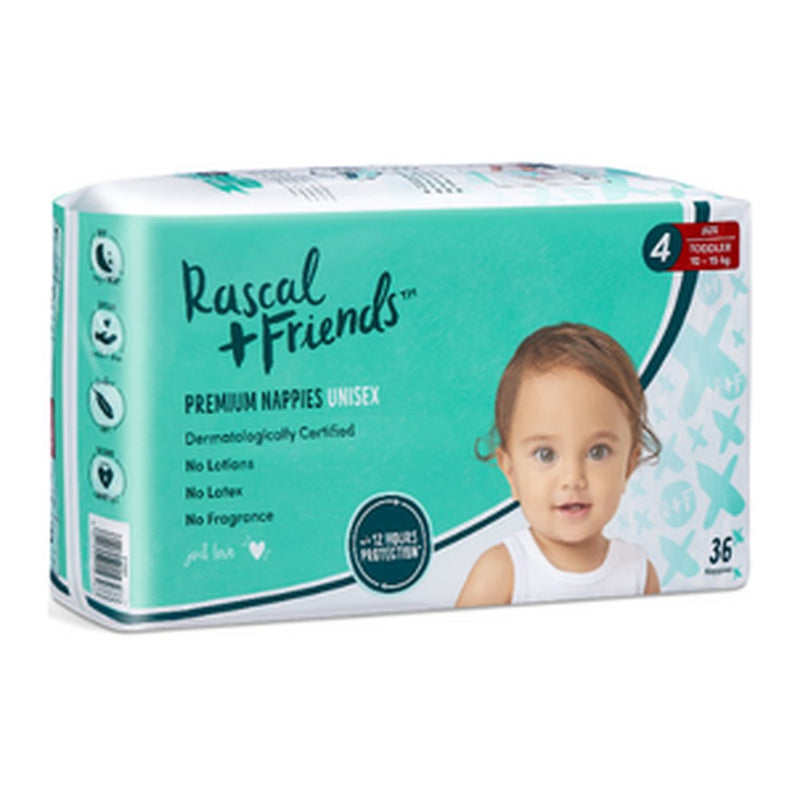 Rascal And Friends Pa Toddler Nappy Diapers Size 4, 36pc