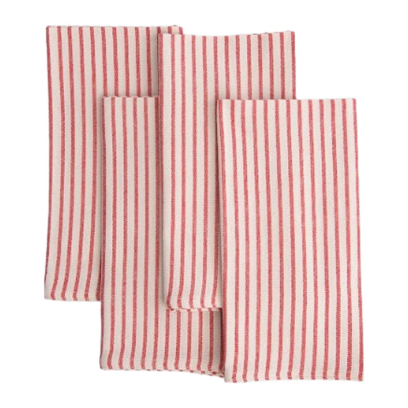 Siafu Twiga Napkins Cream With Red Stripes Set Of 4