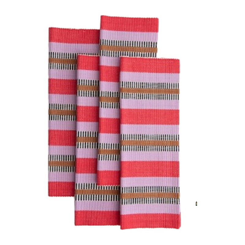 Siafu Upendo Placemats Red Lilac Stripes Set Of 4