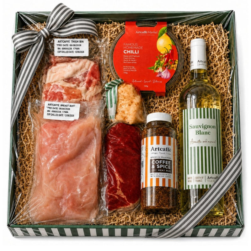 Artcaffé Ribeye & Shawarma Grill Box with Wine