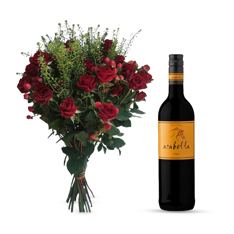 Red Wine and Flowers Gift Hamper