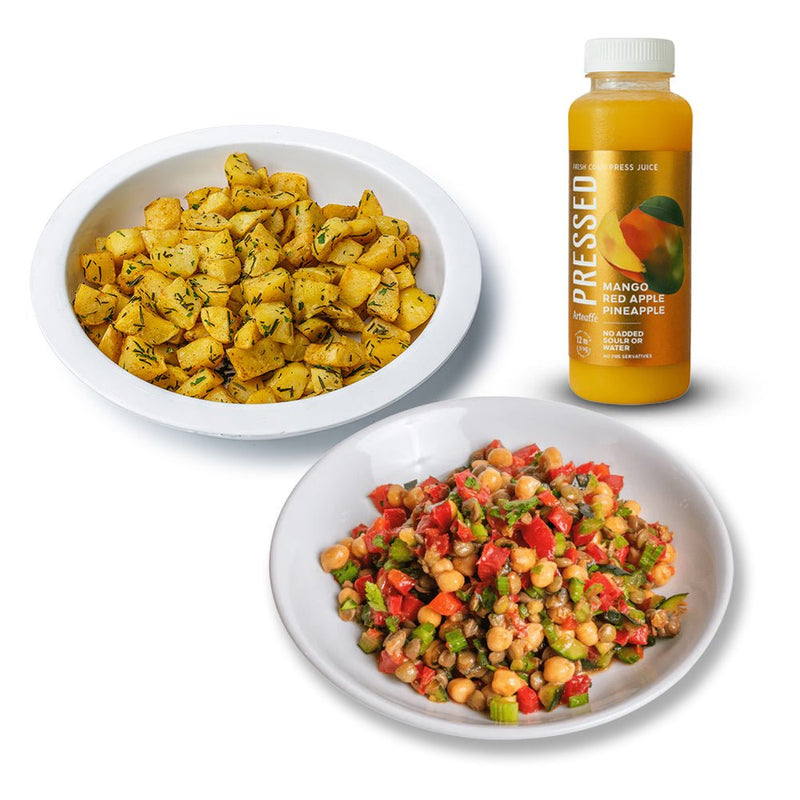 Artcaffe Grilled Potatoes, Salad & Juice