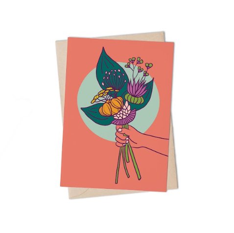 Lulu Kitololo Greeting Card Bouquet Coral