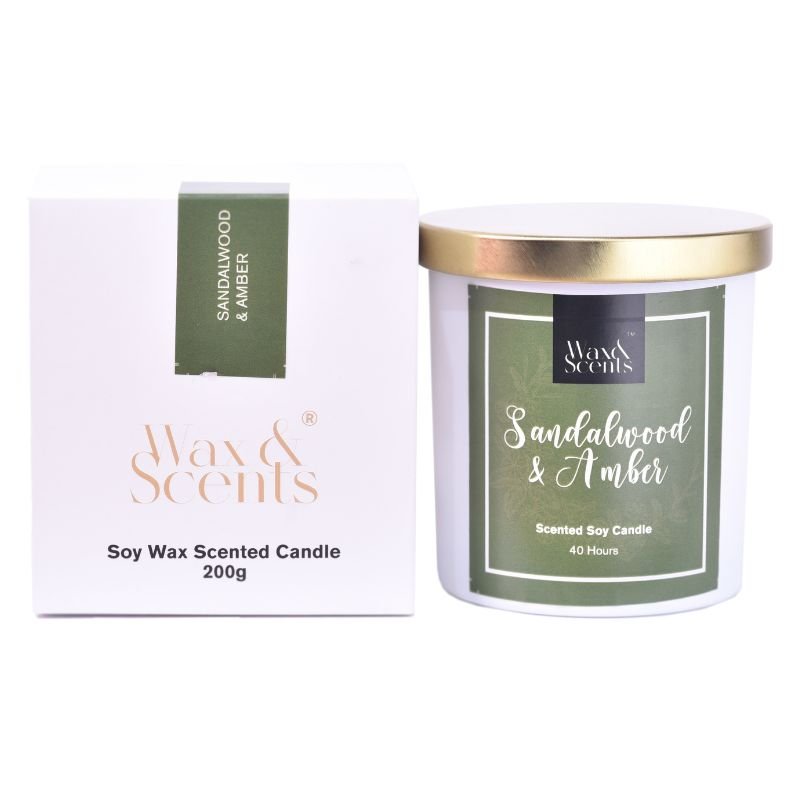 Wax & Scents Sandalwood & Amber Scented Candle