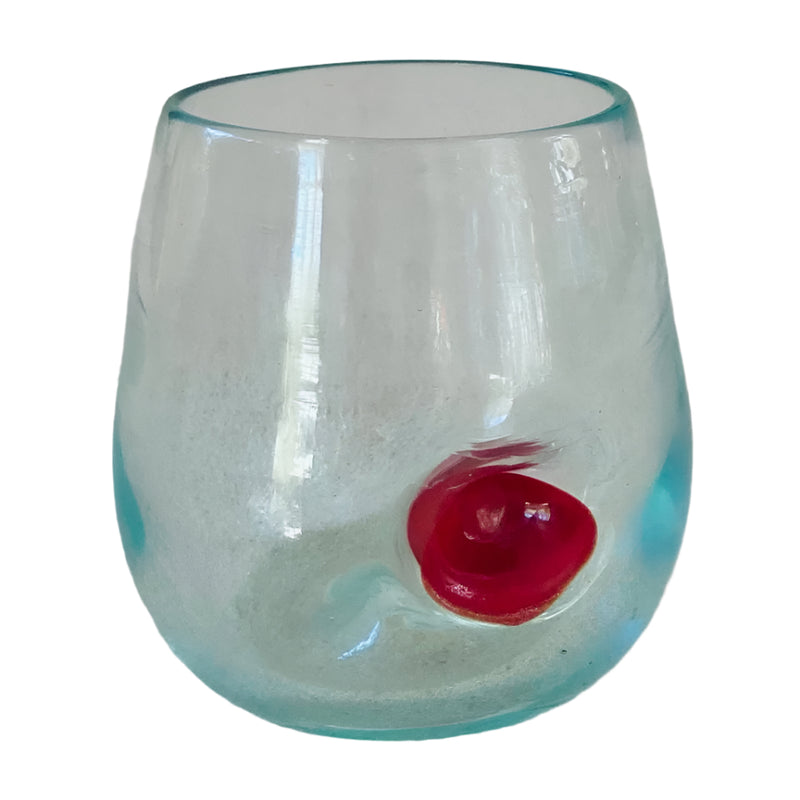 Kitengela Glas Thumbler Short Round Dimple Red Dot, 300ml