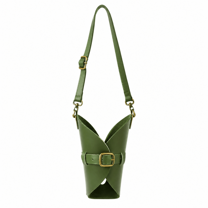 Blueberry Leather Bottle Holder Green