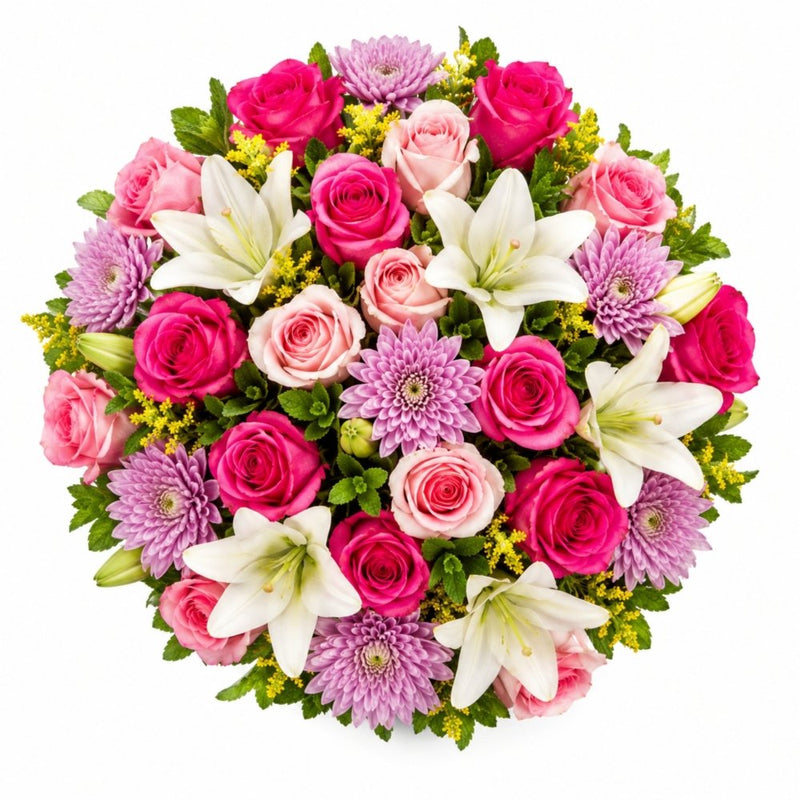 Radiant Roses, Lilies and Mums Bouquet
