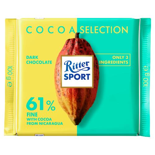 Ritter Sport Dark Chocolate, 61% Fine, 100g
