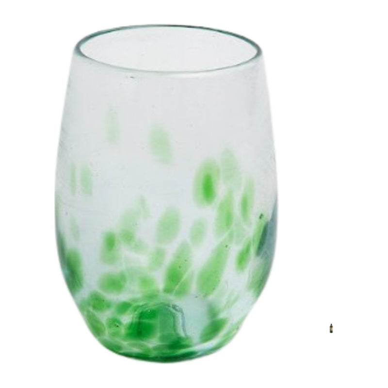Shanga Everyday Water Glass Olive Green Dots
