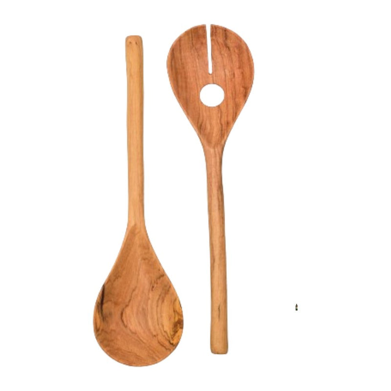 Kadi Kraft Oval Head Salad Set Olive Wood Plain