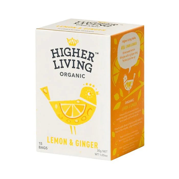 Higher Living Organic Tea Lemon & Ginger Tea Bags, 15pc