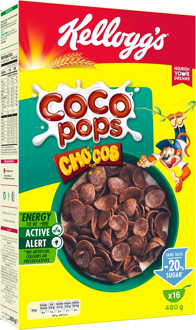 Kellogg's Coco Pops Chocos 20% Less Sugar, 480g