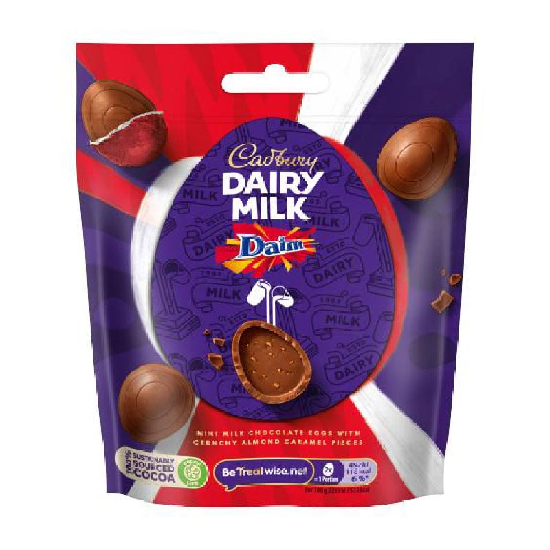 Cadbury Dairy Milk Miniature Daim Chocolate Easter Egg Bag, 77g