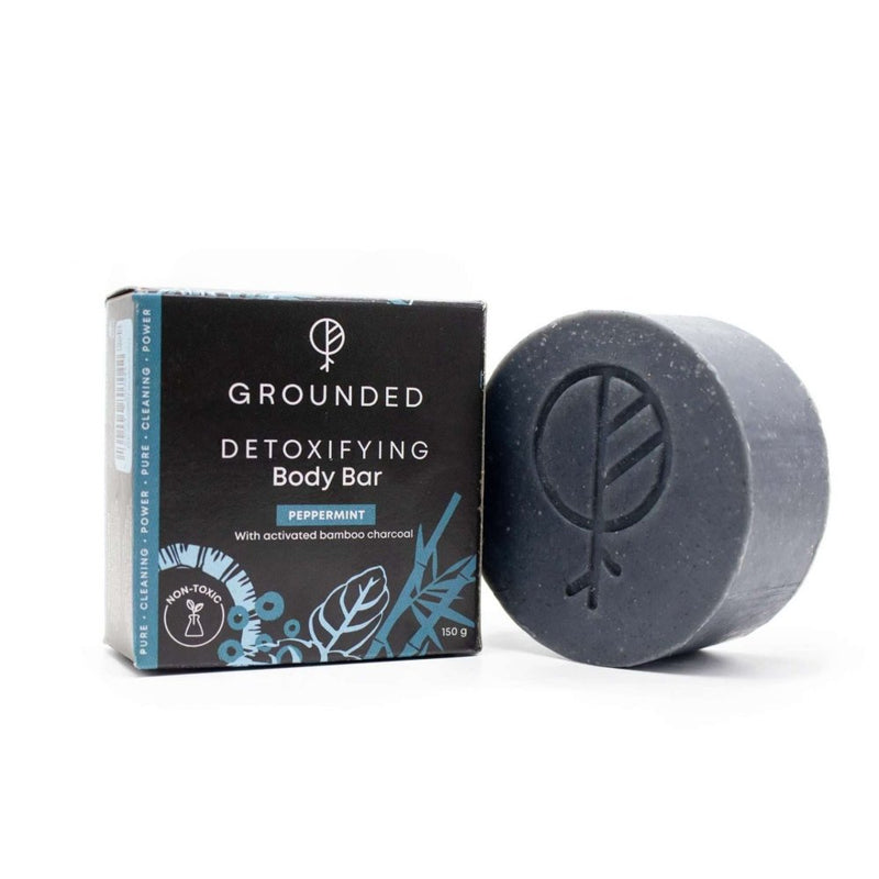 Grounded Detoxifying Body Bar, Charcoal And Peppermint, 150g
