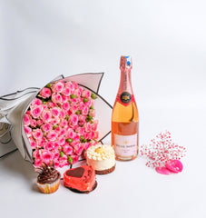 Valentine Pretty Pink Dessert and Wine Bundle