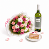 Artcaffé Wine, Cake Slice & Blooms Gift Trio