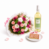 Artcaffé Wine, Cake Slice & Blooms Gift Trio