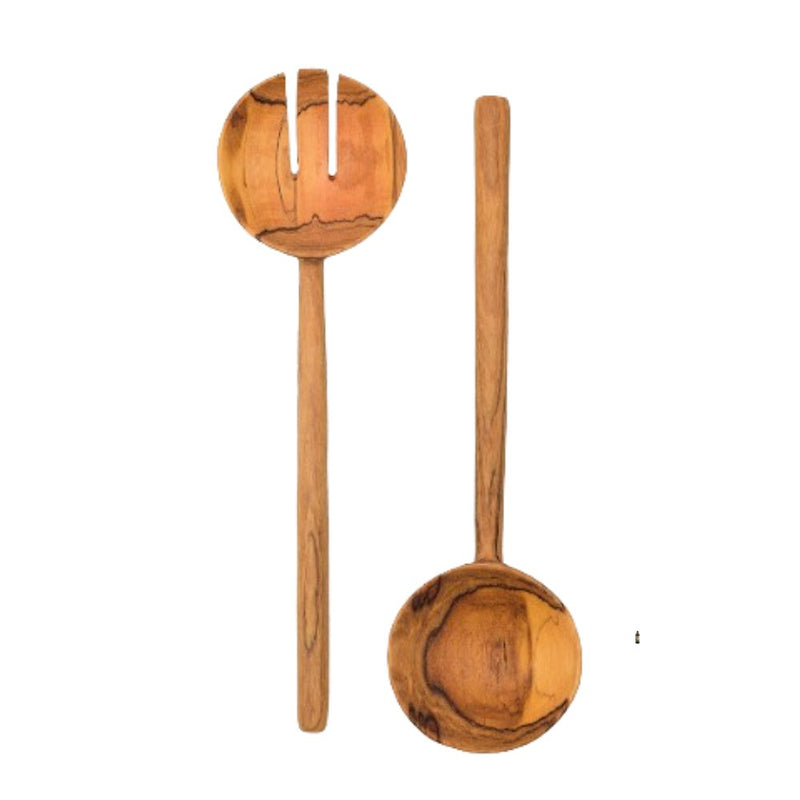 Kadi Kraft Round Head Salad Set Olive Wood Plain