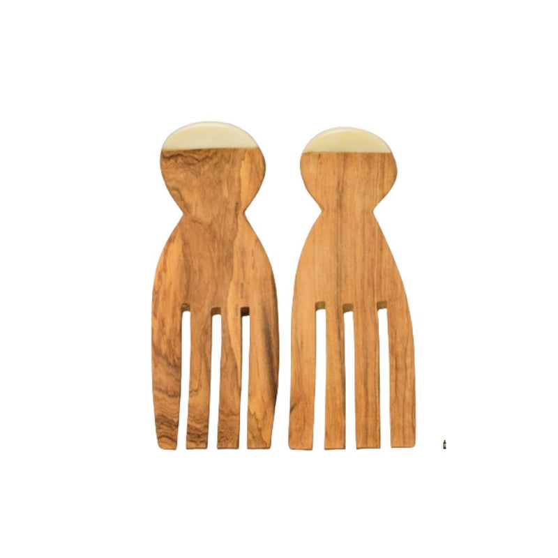 Kadi Kraft Pasta And Salad Grabbers Olive Wood With White Bone