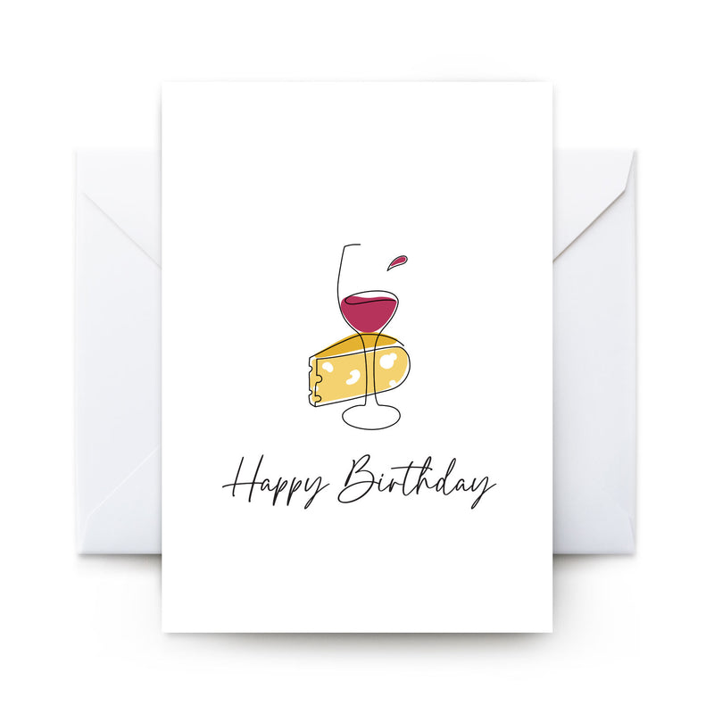Bonk Greeting Card Happy Birthday Wine And Cheese