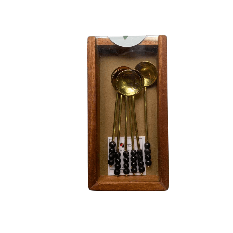 Nyumbani Trends Brass Black Beaded Spoons , 10.35cm
