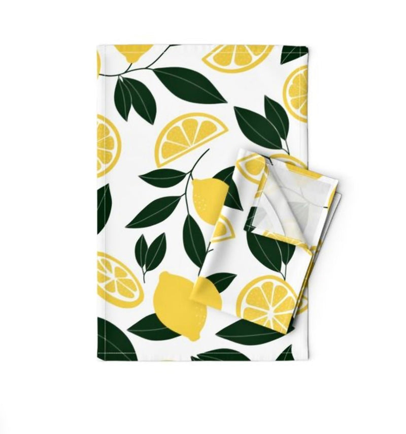 Art Carte Lemon Tea Towel Yellow And Green