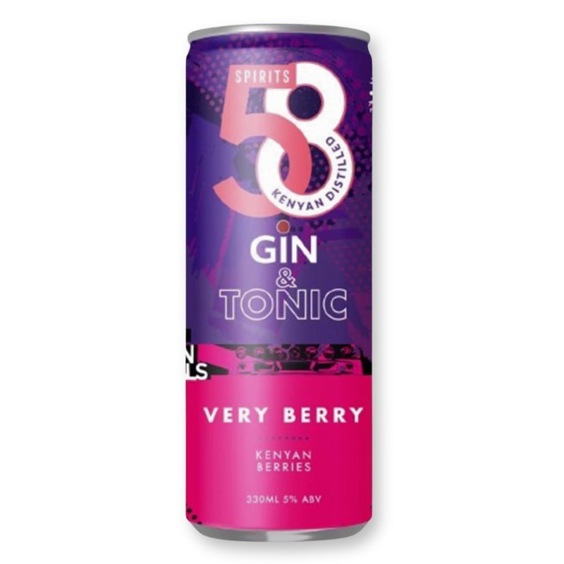 Kenyan Originals 58 Very Berry Gin & Tonic Can, 330ml