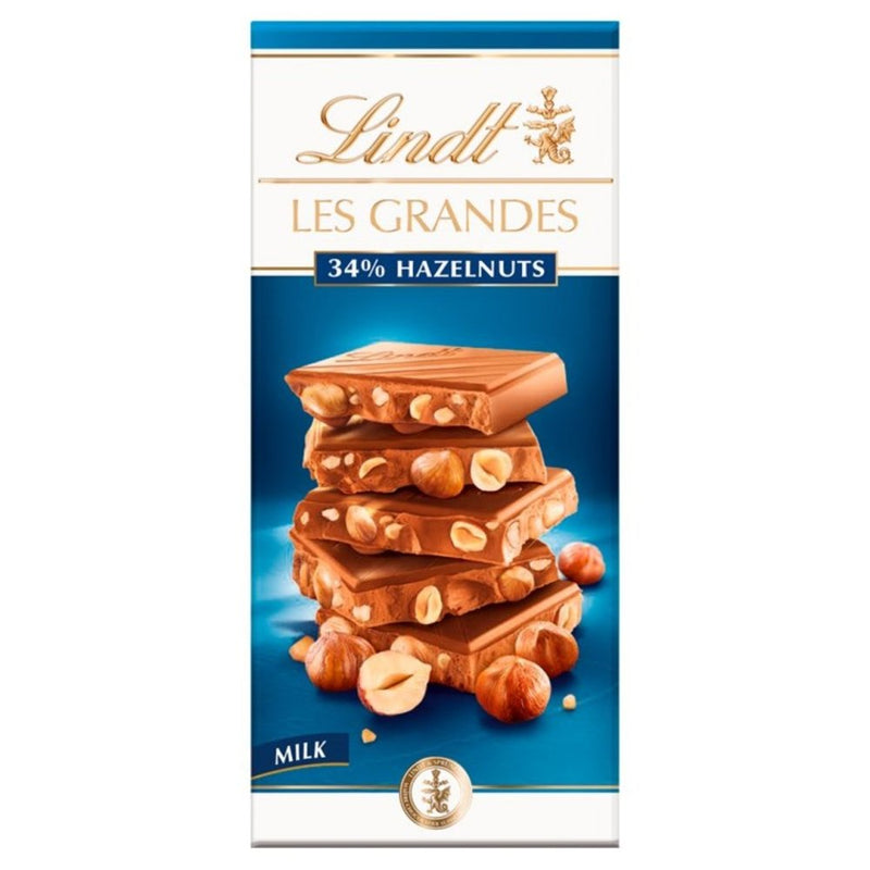 Lindt Les Grandes Milk Chocolate 34% Hazelnut Bar, 150g