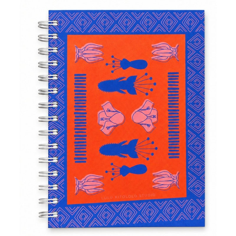 Lulu Kitololo Botanical Blue and Orange Kanga Spiral Bound Notebook