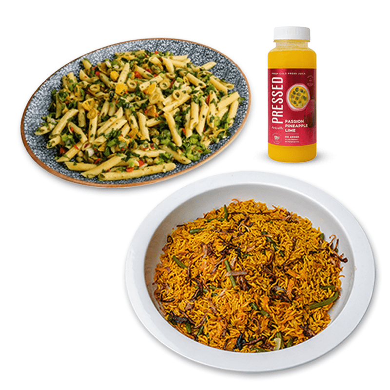Artcaffe Veggie Pilau with Salad & Juice