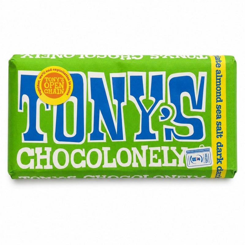 Tony's Chocolonely Milk Almond Sea Salt Chocolate Bar, 180g