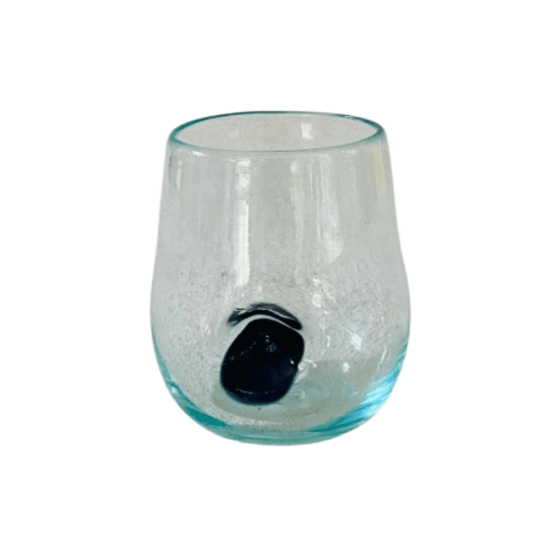 Kitengela Glass Thumbler Short Round Dimple Black Dot, 300ml