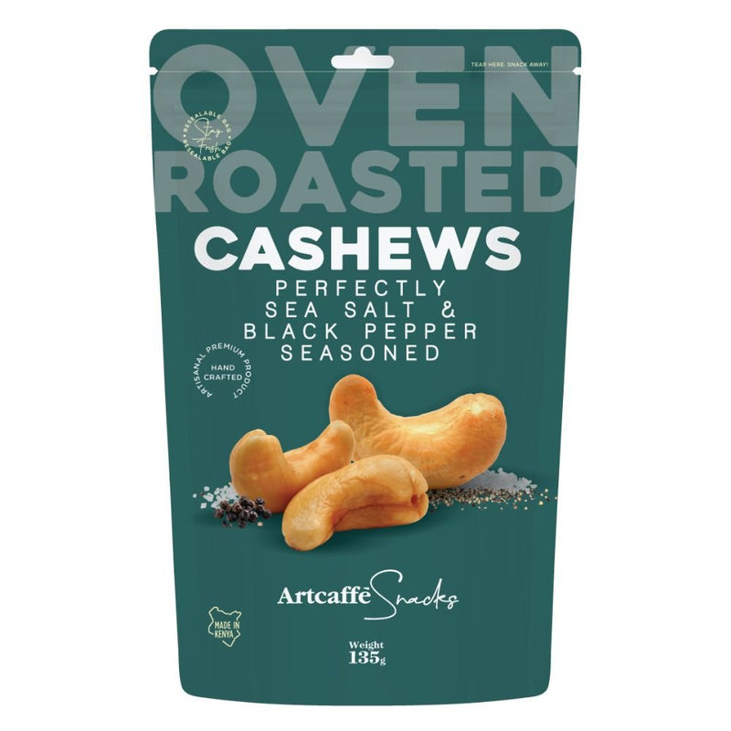 Artcaffe Salted Roasted Cashews with Black Pepper, 135g
