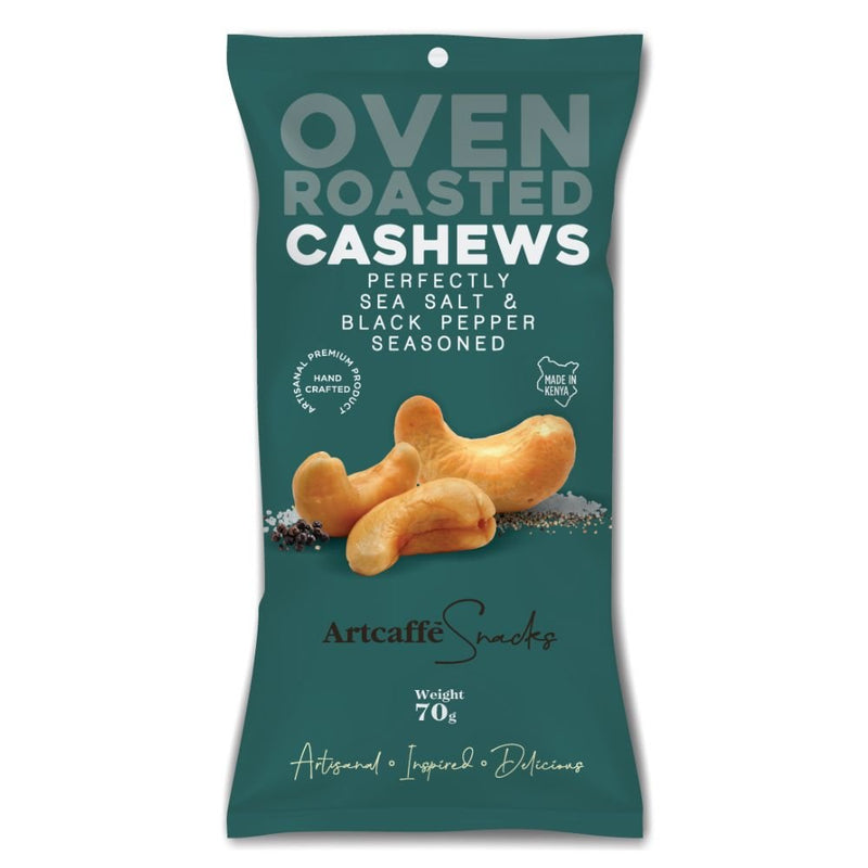 Artcaffe Salted Roasted Cashews with Black Pepper, 70g