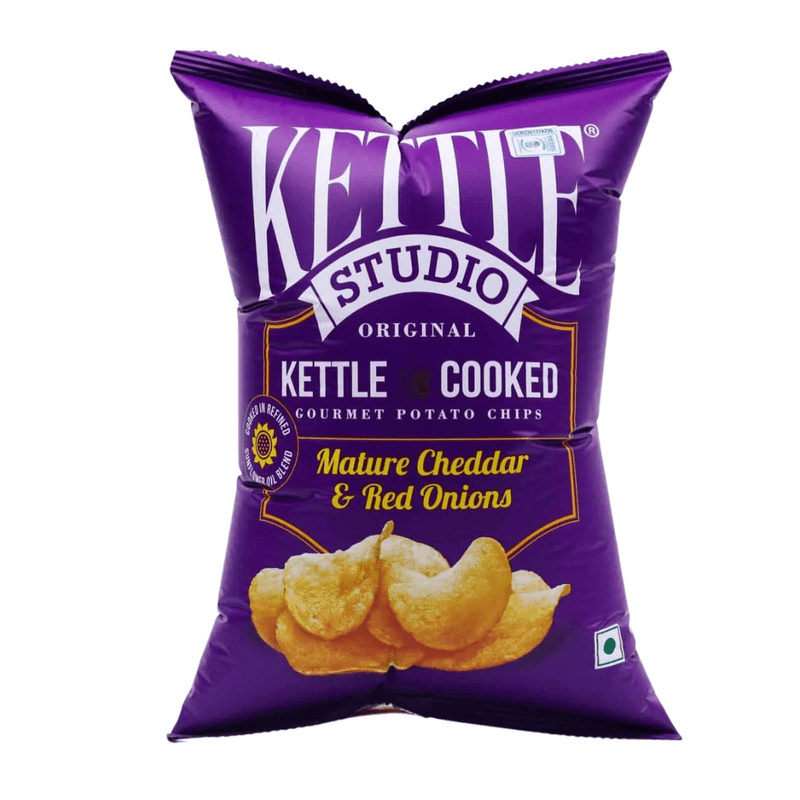 Kettle Studio Mature Cheddar & Red Onions Gourmet Potato Chips, 125g