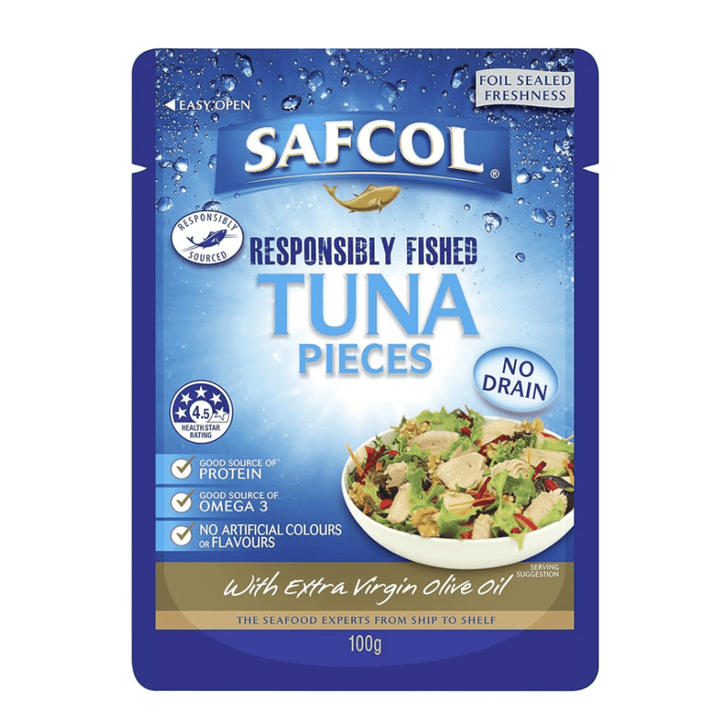 Safcol Tuna Pieces with Lemon and Cracked Pepper in Springwater, 100g