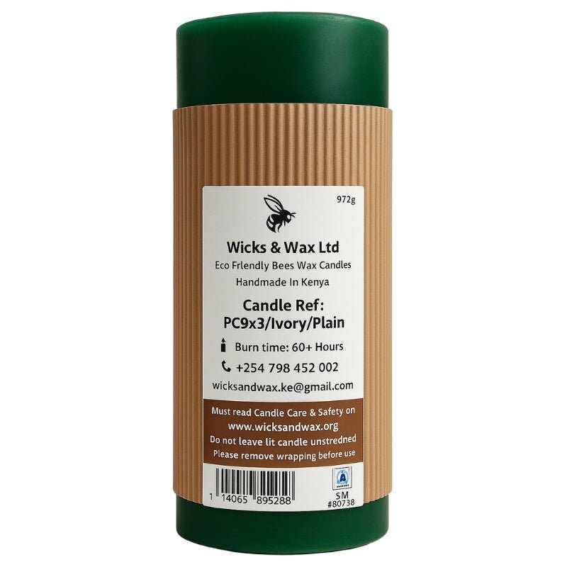 Wicks And Wax Ivory Pillar Candle, 9*3in