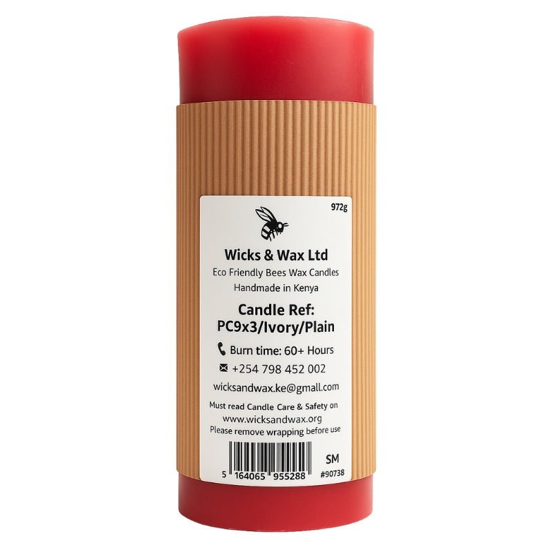 Wicks And Wax Ivory Pillar Candle, 9*3in