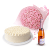 Pink Blossoms with Wine & Cake Hamper