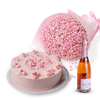 Pink Blossoms with Wine & Cake Hamper