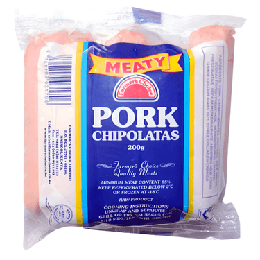 Farmers Choice Pork Chipolatas, 200g