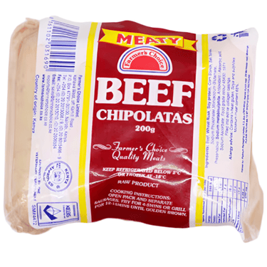 Farmers Choice Beef Chipolatas,200g