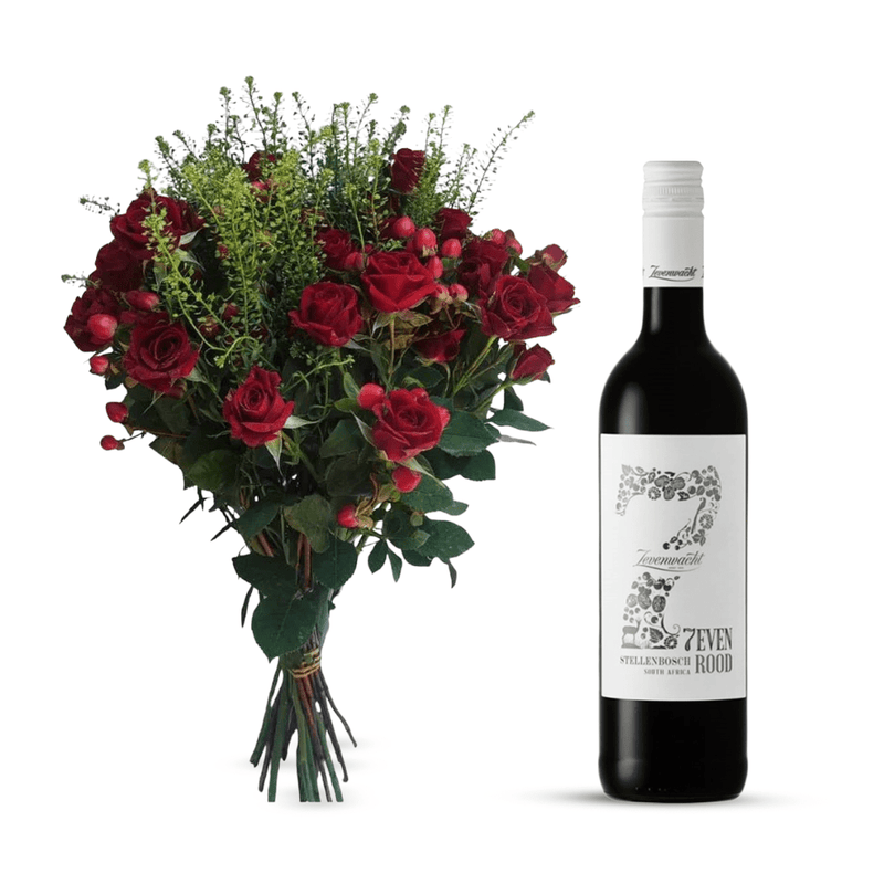 Red Wine and Flowers Gift Hamper